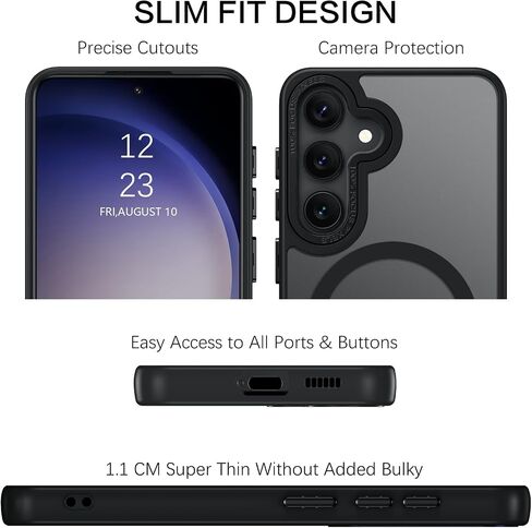 BENTOBEN Compatible with Samsung S24 Case 6.1 Inch, Clear Design Transparent Soft Bumper Protective Camera Protection Slim Flexible Shockproof Lightweight Case for Samsung S24, Black in Saudi Arabia