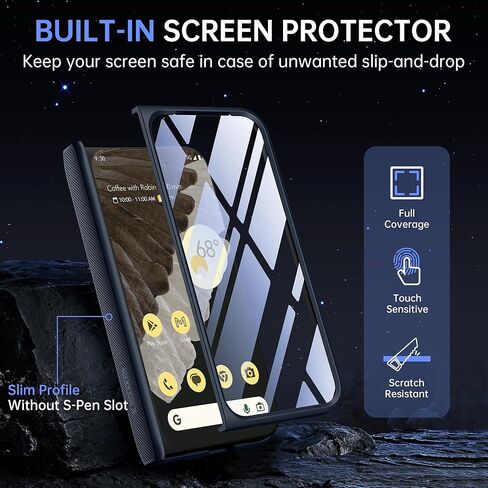 حافظة TONGATE المغناطيسية لهاتف Pixel 9 Pro Fold متوافقة مع Magsafe، [واقي شاشة مدمج وغطاء حماية مفصلي]، حافظة هاتف رفيعة مقاومة للصدمات لكامل الجسم لهاتف Google Pixel Fold 2 5G 2024، أسود in Kuwait