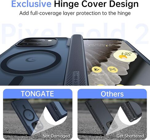 حافظة TONGATE المغناطيسية لهاتف Pixel 9 Pro Fold متوافقة مع Magsafe، [واقي شاشة مدمج وغطاء حماية مفصلي]، حافظة هاتف رفيعة مقاومة للصدمات لكامل الجسم لهاتف Google Pixel Fold 2 5G 2024، أسود in Kuwait