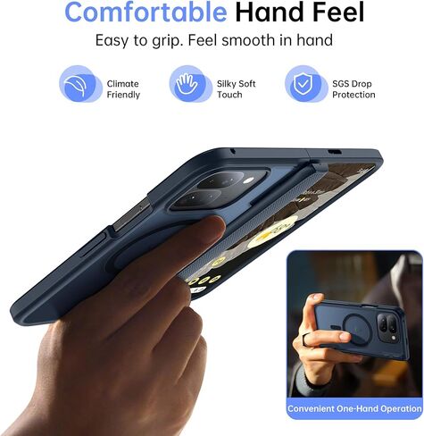 حافظة TONGATE المغناطيسية لهاتف Pixel 9 Pro Fold متوافقة مع Magsafe، [واقي شاشة مدمج وغطاء حماية مفصلي]، حافظة هاتف رفيعة مقاومة للصدمات لكامل الجسم لهاتف Google Pixel Fold 2 5G 2024، أسود in Kuwait