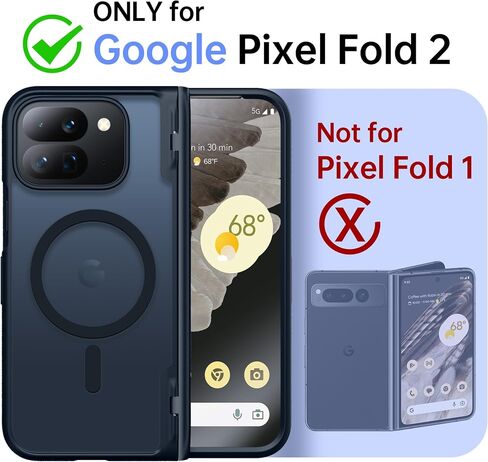 TONGATE Magnetic for Pixel 9 Pro Fold Case Compatible with Magsafe, [Built-in Screen Protector & Hinge Protection Cover], Full Body Thin Shockproof Phone Case for Google Pixel Fold 2 5G 2024, Black in Saudi Arabia