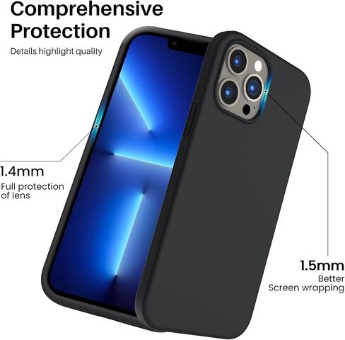 حافظة سيليكون سائلة مقاومة للصدمات من ORNARTO مصممة لهاتف iPhone 13 Pro Max مقاس 6.7 بوصة، حافظة حماية شاملة من المطاط الهلامي ضد الصدمات، حماية من السقوط 6.7 بوصة-منتصف الليل in Kuwait