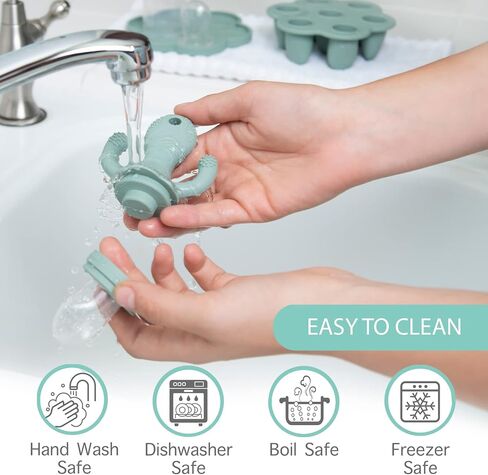 Little Twig Baby Fruit Feeder Pacifier & Teether Set – Silicone Baby Food Feeder with Freezer Tray, BPA Free Teething Toy for Infants, Breast Milk Pops, Fruit & Puree Feeder, Baby Led Weaning Kit in Saudi Arabia