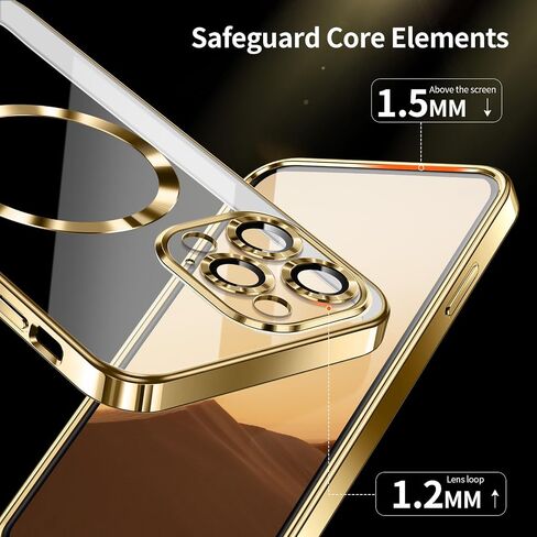 حافظة أساسية متوافقة مع هاتف iPhone 16 pro max. غطاء هاتف شفاف محاط بطبقة خلفية معدنية لامعة. حافظة مغناطيسية ناعمة نحيفة مع Magsafe مقاس 6.9 بوصة. in Saudi Arabia