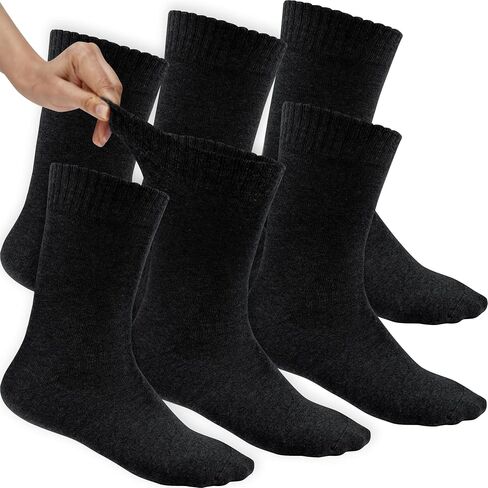 Cotton Diabetic Socks for Women & Men - Neuropathy Non Binding Crew Socks Loose Fit, 6 Pack Mens Diabetic Socks Size 10-13 Navy Blue in Saudi Arabia