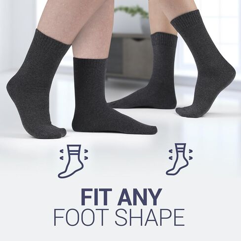 Cotton Diabetic Socks for Women & Men - Neuropathy Non Binding Crew Socks Loose Fit, 6 Pack Mens Diabetic Socks Size 10-13 Navy Blue in Saudi Arabia
