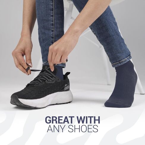 Cotton Diabetic Socks for Women & Men - Neuropathy Non Binding Crew Socks Loose Fit, 6 Pack Mens Diabetic Socks Size 10-13 Navy Blue in Saudi Arabia