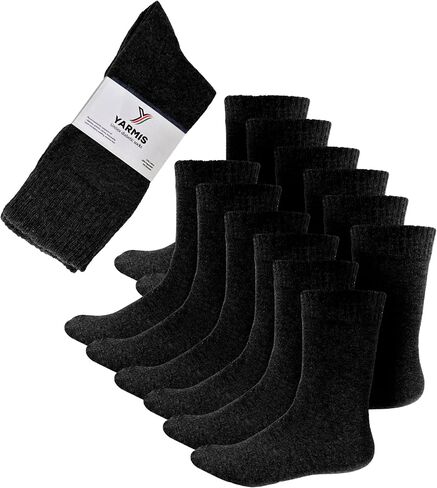 Cotton Diabetic Socks for Women & Men - Neuropathy Non Binding Crew Socks Loose Fit, 6 Pack Mens Diabetic Socks Size 10-13 Navy Blue in Saudi Arabia