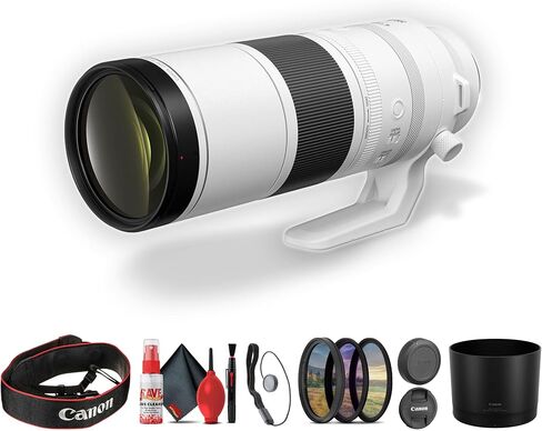 Canon RF 200-800mm f/6.3-9 عبارة عن عدسة تكبير تليفوتوغرافي فائقة USM RF للحياة البرية والطبيعة والرياضات الخارجية (6263C002) + مجموعة مرشح + حافظة غطاء + مجموعة تنظيف (متجددة) in Saudi Arabia