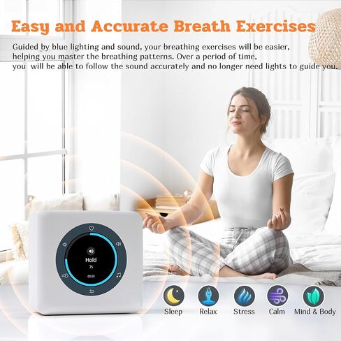 8 in 1 Portable White Noise Sound Machine & Breathing Exercises, Alarm Clock. Soothing Sounds, Sleep Music and Lullabies for Adults/Babies. Home/Bedroom (White) in Kuwait