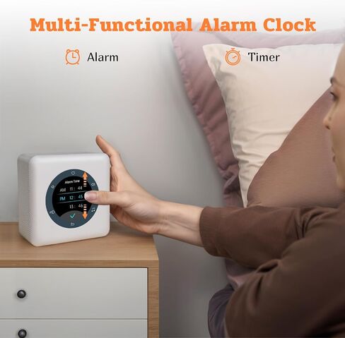 8 in 1 Portable White Noise Sound Machine & Breathing Exercises, Alarm Clock. Soothing Sounds, Sleep Music and Lullabies for Adults/Babies. Home/Bedroom (White) in Kuwait