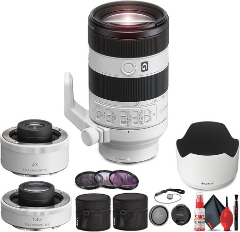 عدسة تكبير تقريب مدمجة كاملة الإطار Sony FE مقاس 70-200 مم f/4 Macro G OSS II E (SEL70200G2) محول تقريب FE 1.4X محول تقريب FE 2X + طقم مرشح + حافظة غطاء + المزيد (متجدد) in Saudi Arabia