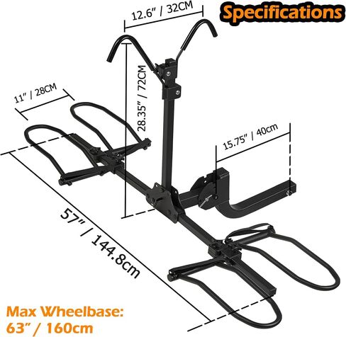 Hitch Bike Rack, Anti Wobble Side-Folding Bike Carrier for Standard, Fat Tire and Electric Bikes, fits Car, SUV, RV and Truck, 2-Bike 180 lbs Capacity, 2-Inch Receiver in Saudi Arabia