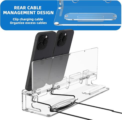Cell Phone Stand, Multiple Phone Holder Organizer Stand for 4 Phones, Acrylic Desktop Mobile Phone Docking Station Charging Holder (Black) in Kuwait