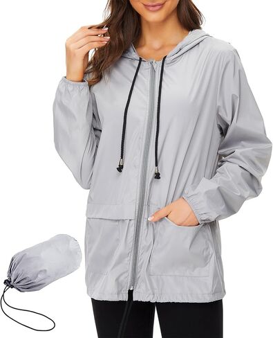 Women Rain Coats Lightweight Waterproof Outdoor Rain Jacket Hooded Packable Raincoats in Saudi Arabia