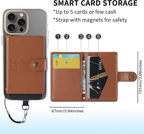 Phone Wallet Magnetic,Compatible with Apple Magsafe Wallet for iPhone 16/15/14 Pro Max/14 Pro/14 Plus/13/12 Series,Vegan Leather Magnetic Wallet with 5 Card Holders/RFID Blocking,Light Blue in Saudi Arabia