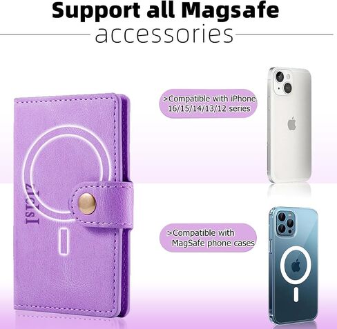 Phone Wallet Magnetic,Compatible with Apple Magsafe Wallet for iPhone 16/15/14 Pro Max/14 Pro/14 Plus/13/12 Series,Vegan Leather Magnetic Wallet with 5 Card Holders/RFID Blocking,Light Blue in Saudi Arabia