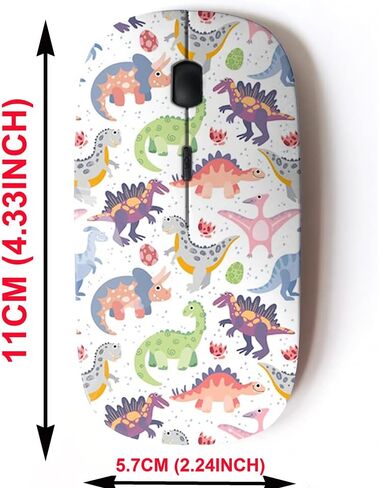 2.4G Wireless Mouse with Cute Pattern Design for All Laptops and Desktops with Nano Receiver - Jurassic Dinosaurs on in Saudi Arabia