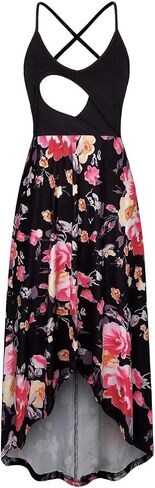 Nursing Midi Dress for Breastfeeding Women Cami Casual Dress | Maternity Wear,Floral Sundress,Easy Nursing Access,Soft Stretch,Discreet Breastfeeding,Comfortable in Kuwait