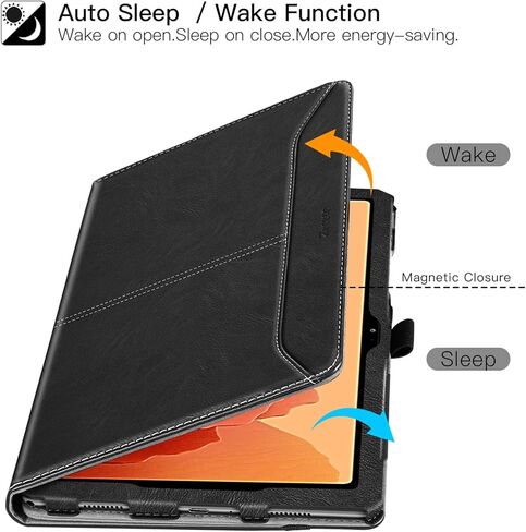 Case for Samsung Galaxy Tab A7 2020/2022, Premium Faux Leather Business Case with Elastic Pen Holder, Card Slot, for Samsung Galaxy Tab A7 10.4 Inch 2020/2022, Black in Saudi Arabia