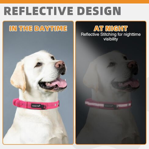 KOOLTAIL Tactical Dog Collar with Handle-Heavy Duty Dog Collar for Military Training, Soft Padded Thick Wide Reflective Dog Collar with Adjustable Metal Buckle for Medium to Extra Large Dogs Pink S in Saudi Arabia