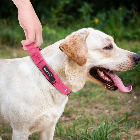 KOOLTAIL Tactical Dog Collar with Handle-Heavy Duty Dog Collar for Military Training, Soft Padded Thick Wide Reflective Dog Collar with Adjustable Metal Buckle for Medium to Extra Large Dogs Pink S in Saudi Arabia