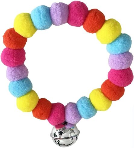 leconpet Pom Pom Dog Collar Elastic Cat Collar Decorative Plush Ball Puppy Necklace Eye-catching Pom Pom Pet Collar Necklace with Bell for Taking Photos, Walking, Outdoor Sports (S, Orange Red) in Saudi Arabia