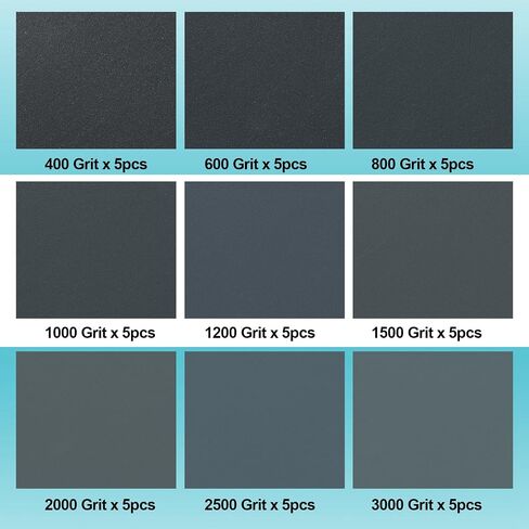 72PCS Sandpaper Sand Paper Assortment Pack 9 Grits Sand Paper for Wood Metal Car, Wet Sanding Paper 400 600 800 1000 1200 1500 2000 2500 3000 in Saudi Arabia