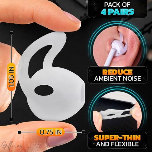 Apple IPhone Headphone Ear Covers - 4Pairs Replacement Earbud Tips EarPods 11,12,13,14 Apple Accessories Anti Slip Soft Cover 1,2 AirPod Ear Tips- Silicone Earbud Tips AirPods Ear Hook AirPod Pro Tips in Saudi Arabia