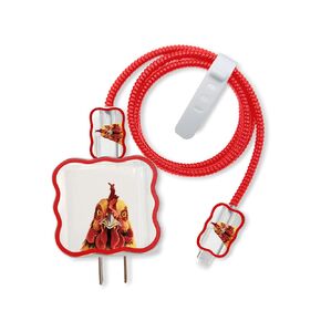 WIRESTER Cable Charger Cover Set (5 in 1) for 18W/20W USB-C Charger Cable, Data Line Saver Cable Case Protector Compatible with iPhone 11 12 13 14 15 Pro Max Adapter Charger - Orange Tabby Kitten Cat