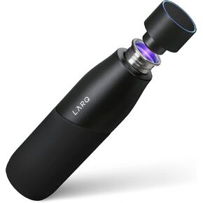LARQ Bottle Movement PureVis 32 oz - Lightweight Self-Cleaning and Non-Insulated Stainless Steel Water Bottle with UV Water Purifier, 1-Year Warranty, White/Dune