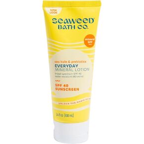 Seaweed Bath Co. Everyday Mineral SPF 40 Broad Spectrum Sunscreen Lotion, 3.4 Ounce, Sustainably Harvested Seaweed, Sea Kale, Prebiotics