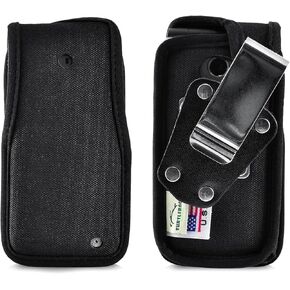 Turtleback Fitted Flip Phone Premium Case Designed for LG Exalt LTE VN220 4G – Heavy-Duty Black Leather Phone Holster with Ratcheting, Removable Plastic Belt Clip in Kuwait