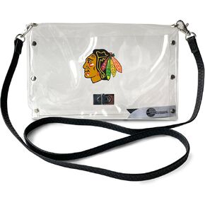 Littlearth Womens NHL Pittsburgh Penguins Clear Envelope Purse with Black Fashion Strap, Clear, 10" x 6.5" x 0.5"