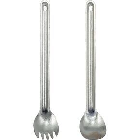 Titanium Long Handel Spork and Spoon, 8.6" Soup Spoon, Camping Spork and Spoon, Eco-Friendly Coffee Spoon, Spork and Spoon Set,Portable Utensils Travel Camping Cutlery Set