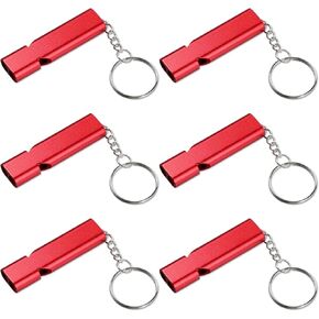 6PCS Emergency Whistles, Loud 120dB Double Tube Whistle Aluminum Alloy Safety Whistle Survival Whistles with Keychain for Outdoor Camping Hiking Hunting Boating Backpacking