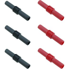 6PCS 4mm Red and Black Banana Socket Female to Female Adapter Coupler Insulated Banana Plug Connector