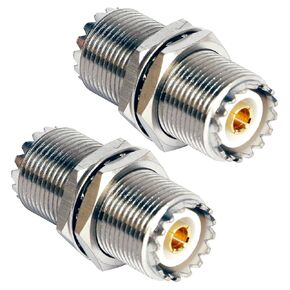 Triswenic UHF Female to Female Nut Bulkhead Panel Mount Connector SO-239 Bulkhead Coaxial Coax Adapter Plug for PL-259(Pack of 2)