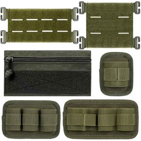 6 Piece Tactical Bag Insert Pack, Modular Elastic Loop Panel Organizers Pouch Insert Attachment with Hook Backed Fastener for Backpack Accessories