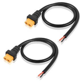 GINTOOYUN 2 PCS XT60 Power Pigtails Cable 18AWG DC 24V XT60 Female Plug to Open Bare Power Cord for Balancing Cars,Drones,Toy Cars,Lithium Batteries,etc(1.64FT)