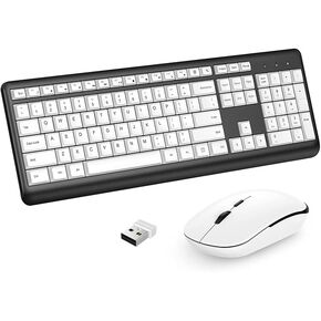 Ergonomic Wireless Keyboard and Mouse Combo - Silent, 2.4G, Multi-Device Support for Laptops & Desktops