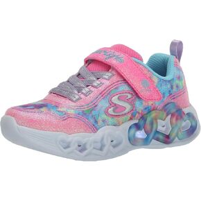 حذاء رياضي Skechers Girls Infinite Heart Lights-Color، وردي/متعدد، 10.5 للأطفال الصغار