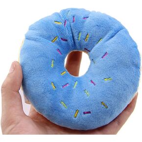 1Pc Blue Donut Shape Plush Blue Pet Toy,Lovely Donut Shaped Squeaky Squeaking Sound Toy for Pet Chew Toy Squeaky Plush Dog Toy Blueberry Squeaky Plush Dog Toy Chew Guard Technology, Squeak Toys