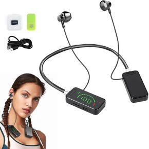 Wireless Sound Card Live Streaming Earphones,Wireless Sound Card Live Broadcasting and Audio Editing Earphones,Waterproof Wireless Neckband Headphones,with Display,Sport Earbud (Black)