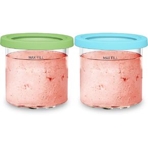 For Ninja Creami NC299AMZ & NC300s Series Ice Cream Makers, BPA-Free & Dishwasher Safe, 16 oz Pints with Lids 2 Pack - Assorted Colors