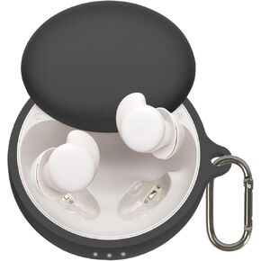 for Anker Soundcore Sleep A20 Case Cover with Carabiner Soft Silicone Shockproof Case for Anker Soundcore Sleep A20 Wireless Earbuds Cover Front LED Visible Protective Skin Case White