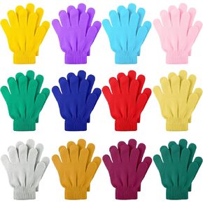 Cooraby 12 Pairs Kid's Winter Magic Gloves Children Stretchy Warm Magic Gloves Boys or Girls Knit Gloves
