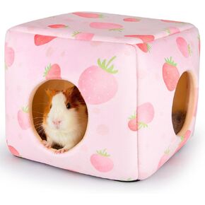 Bienbee Guinea Pig Hideout, Washable Guinea Pig House Cozy Guinea Pig Bed for Small Pet Bunny/Rabbit/Hamster/Chinchilla Guinea Pig Accessories Green Mushroom