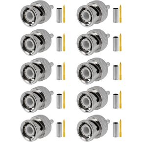 10 PCS BNC Connectors 50 Ohm BNC Crimp Male Connector for RG316 RG174 RF Coax Cable