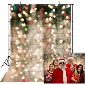 Avezano Christmas Bokeh Halos Photography Backdrop for Children Kids Portrait Phootshoot Glitters Light Bokeh Merry Xmas Party Decorations Background for Photo Studio Props (6x8ft)